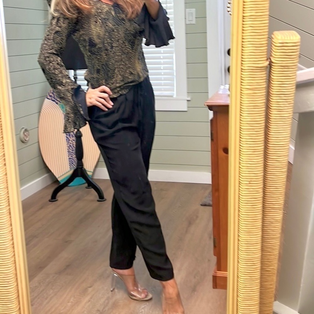 Storia,Black Lightweight Cocktail Pants, Pockets, Side Zip, Excellent Condition